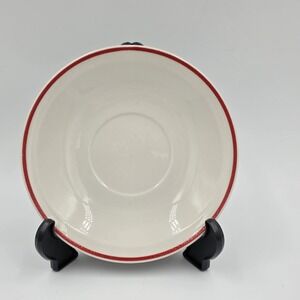 Vintage Ming Pao Ceramic Desert Saucer Plate Bread Plate White Red Stripe 6 Inch